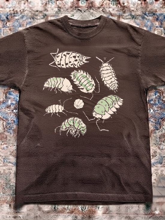 Tops - Isopod Roly Poly Pill Bug Cute Insects Vintage Brown T-Shirt